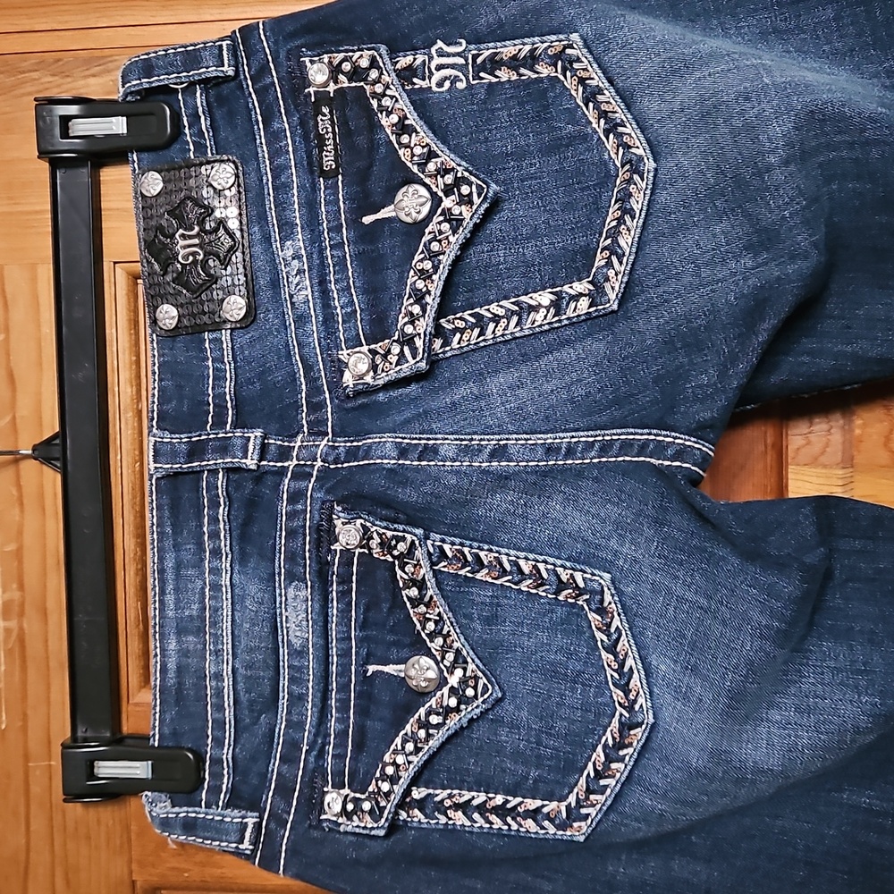 Miss Me Signature Boot Low-Rise Embellished Distressed Denim Jeans-NWOT - Picture 7 of 16